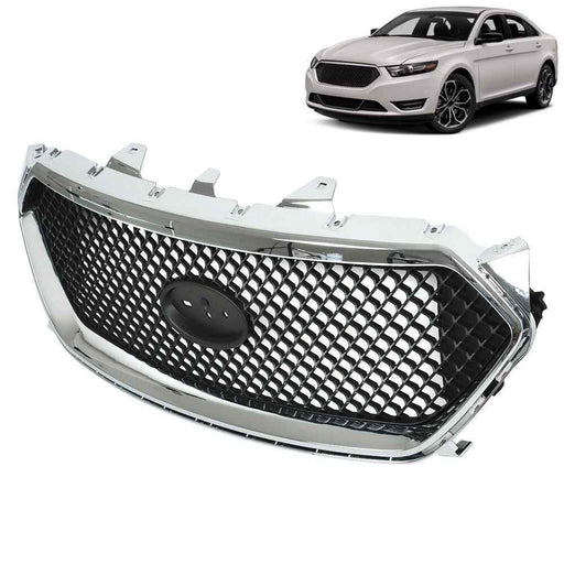 DURAFORCE Front Upper Grille Grill For 2013-2018 Ford Taurus SHO Matte Black Mesh Style