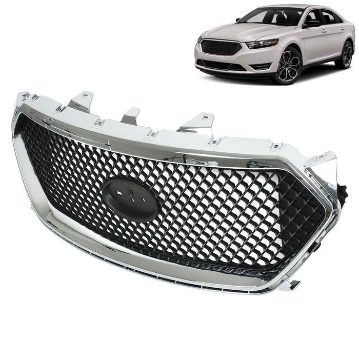 DURAFORCE Front Upper Grille Grill For 2013-2018 Ford Taurus SHO Matte Black Mesh Style