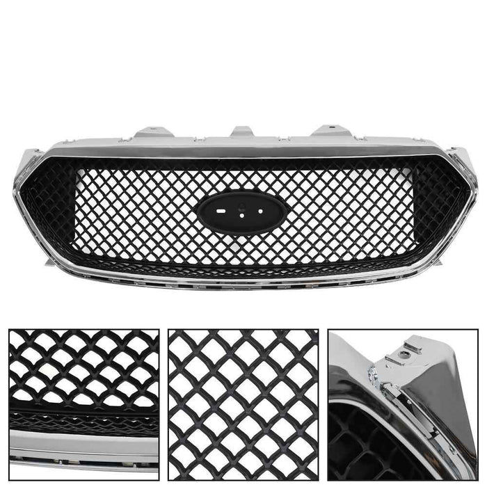 DURAFORCE Front Upper Grille Grill For 2013-2018 Ford Taurus SHO Matte Black Mesh Style