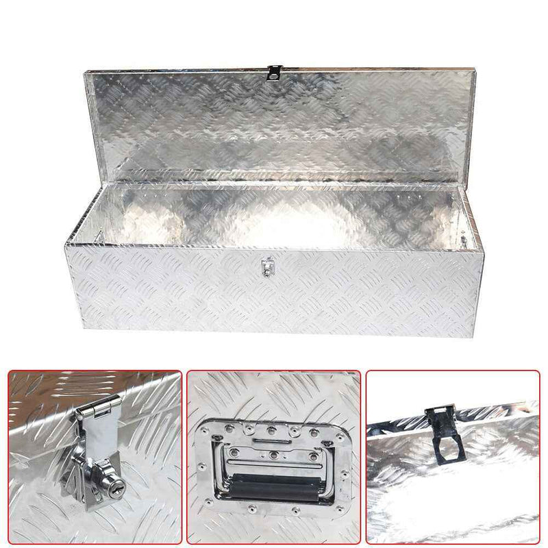 DURAFORCE 39 x 13 x 10 Inch Aluminum Tool Box For Camper Pickup Truck Trailer Trunk