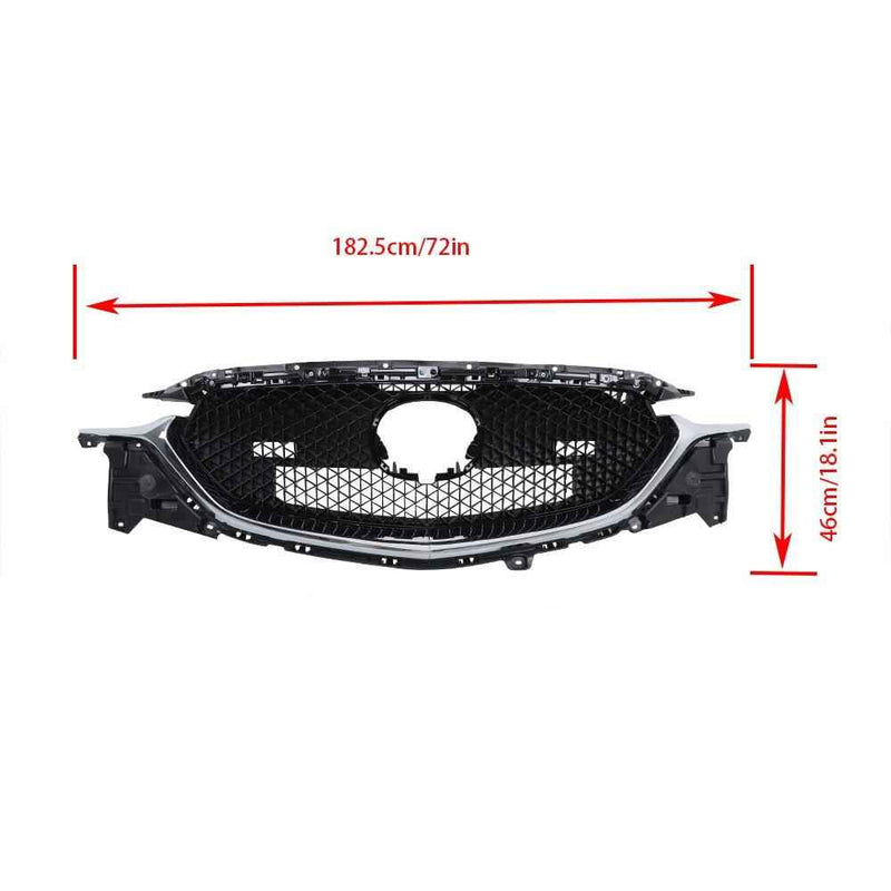 DURAFORCE Front Grille Black Fit For 2017-2021 Mazda CX5 CX-5 W/Chrome Honeycomb Grill