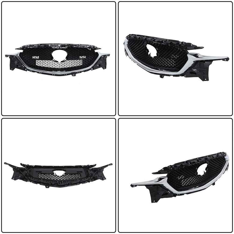 DURAFORCE Front Grille Black Fit For 2017-2021 Mazda CX5 CX-5 W/Chrome Honeycomb Grill