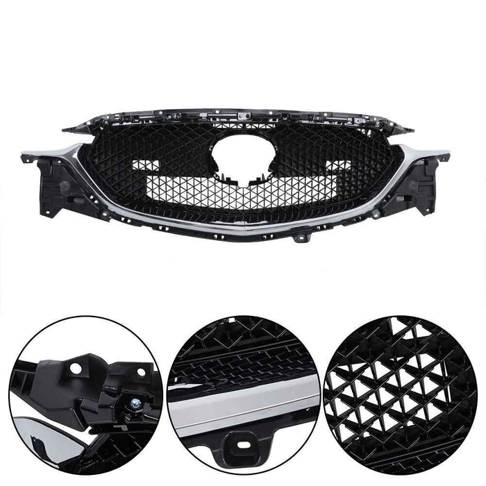DURAFORCE Front Grille Black Fit For 2017-2021 Mazda CX5 CX-5 W/Chrome Honeycomb Grill