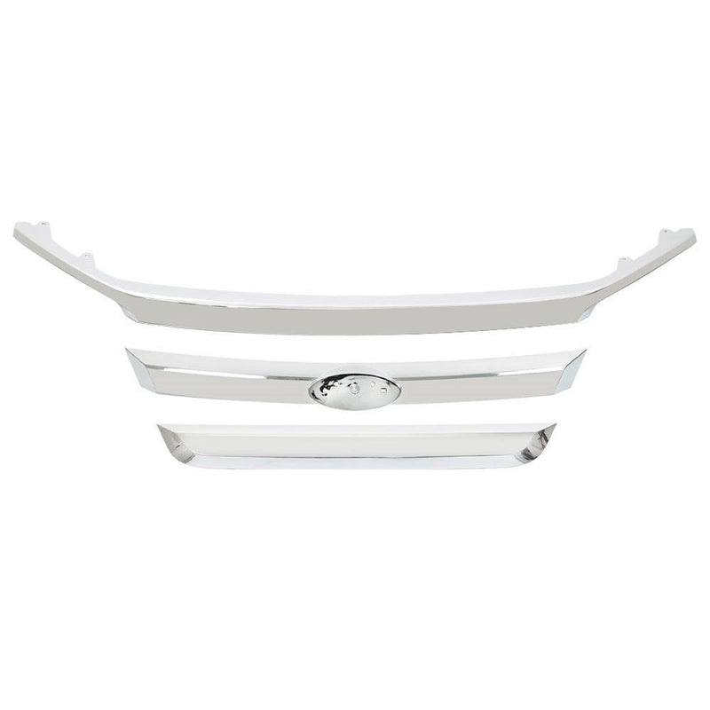DURAFORCE For 2010 2011 2012 Ford Fusion Front Upper Chrome Grille Grill Molding Trims Set