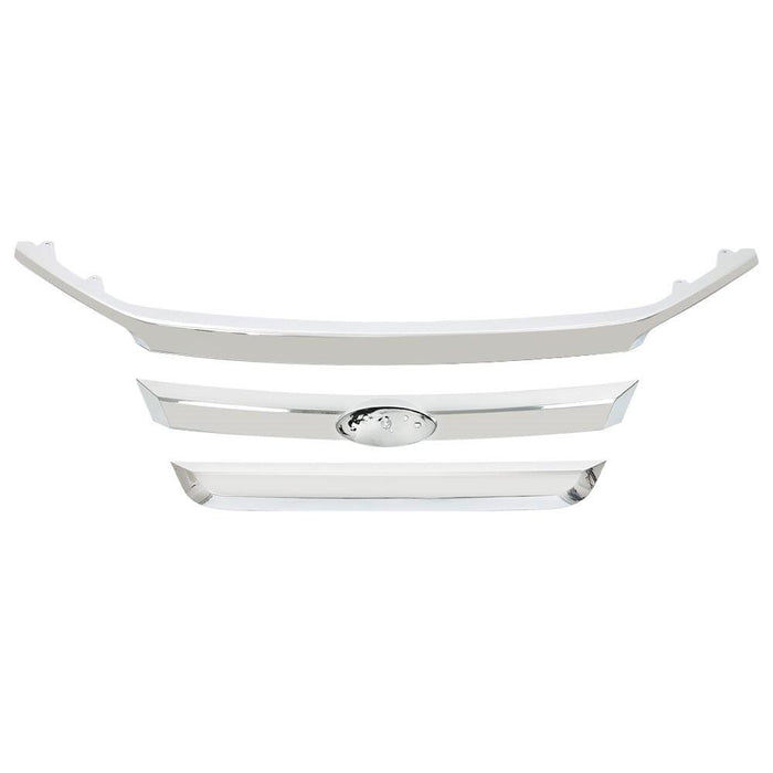 DURAFORCE For 2010 2011 2012 Ford Fusion Front Upper Chrome Grille Grill Molding Trims Set