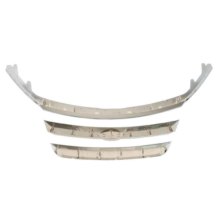 DURAFORCE For 2010 2011 2012 Ford Fusion Front Upper Chrome Grille Grill Molding Trims Set