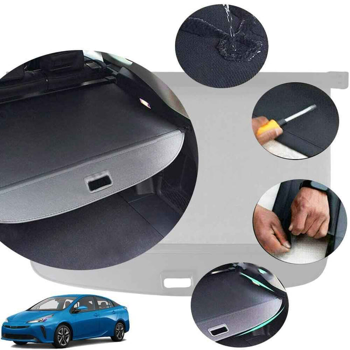 DURAFORCE For 2016-2019 Toyota Prius Trunk Shade Luggage Cargo Cover Shield Security Black