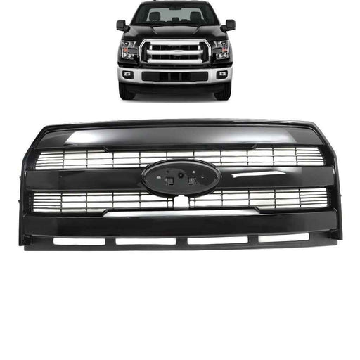 DURAFORCE Gloss Black Front Upper Grill W/Camera Holes Grille For 2015 16 2017 Ford F150