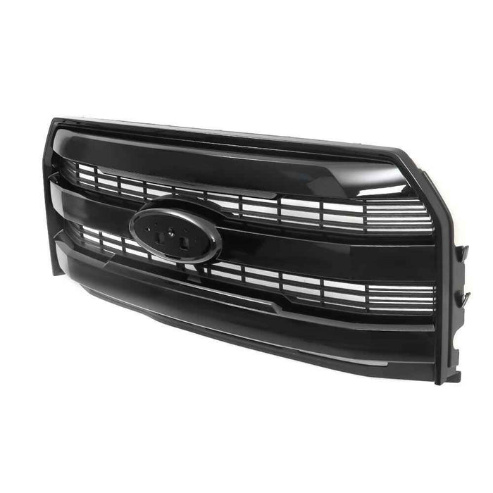 DURAFORCE Gloss Black Front Upper Grill W/Camera Holes Grille For 2015 16 2017 Ford F150