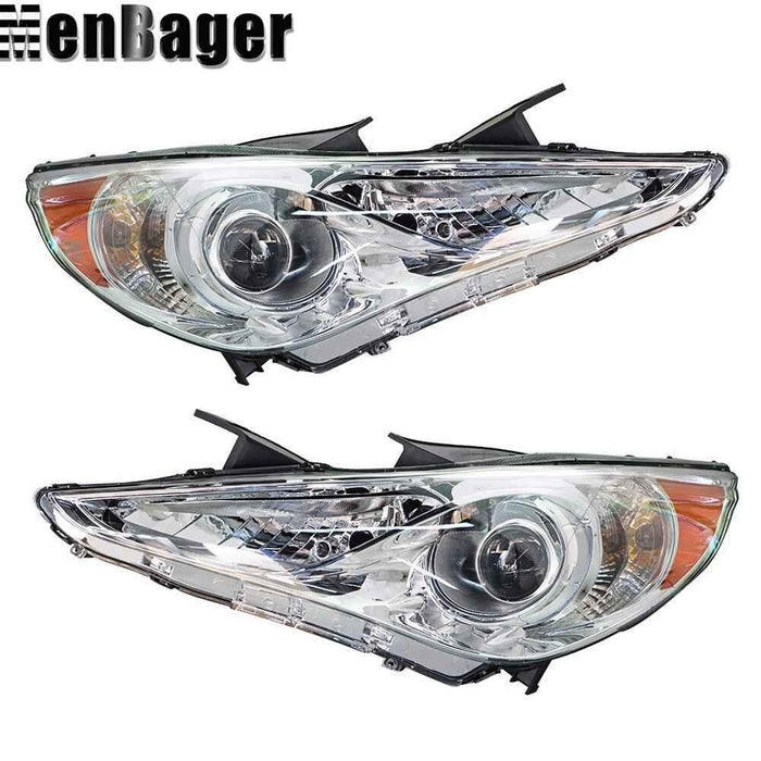 DURAFORCE For 2011-2014 Hyundai Sonata Pair of Halogen Chrome Housing Projector Headlights