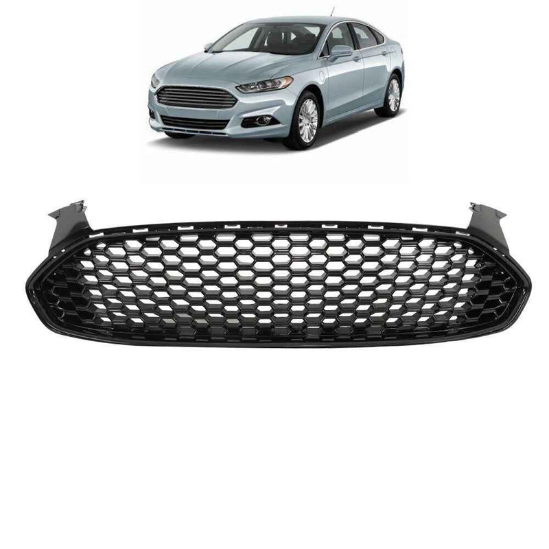 DURAFORCE Fit For 2013-2016 Ford Fusion Front Upper Grille Grill Honeycomb Gloss Black