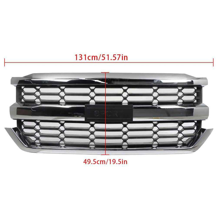 DURAFORCE Front Upper Grille Black W/Chrome Grill For Chevrolet Silverado 1500 2016-2018