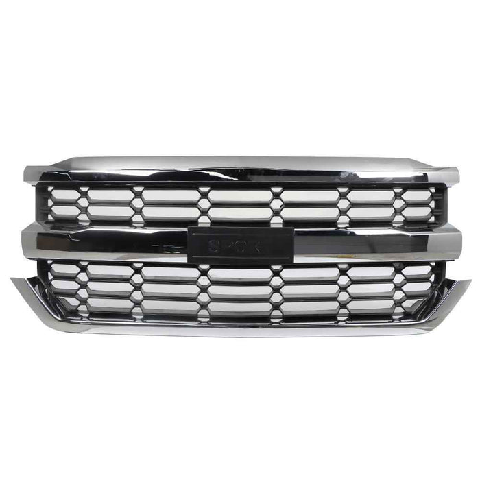 DURAFORCE Front Upper Grille Black W/Chrome Grill For Chevrolet Silverado 1500 2016-2018