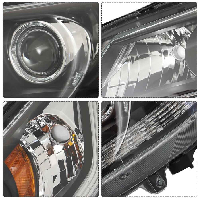 DURAFORCE Black Pair of Headlights Headlampds Assy w/O LED DRL For 2013-2015 Honda Accord