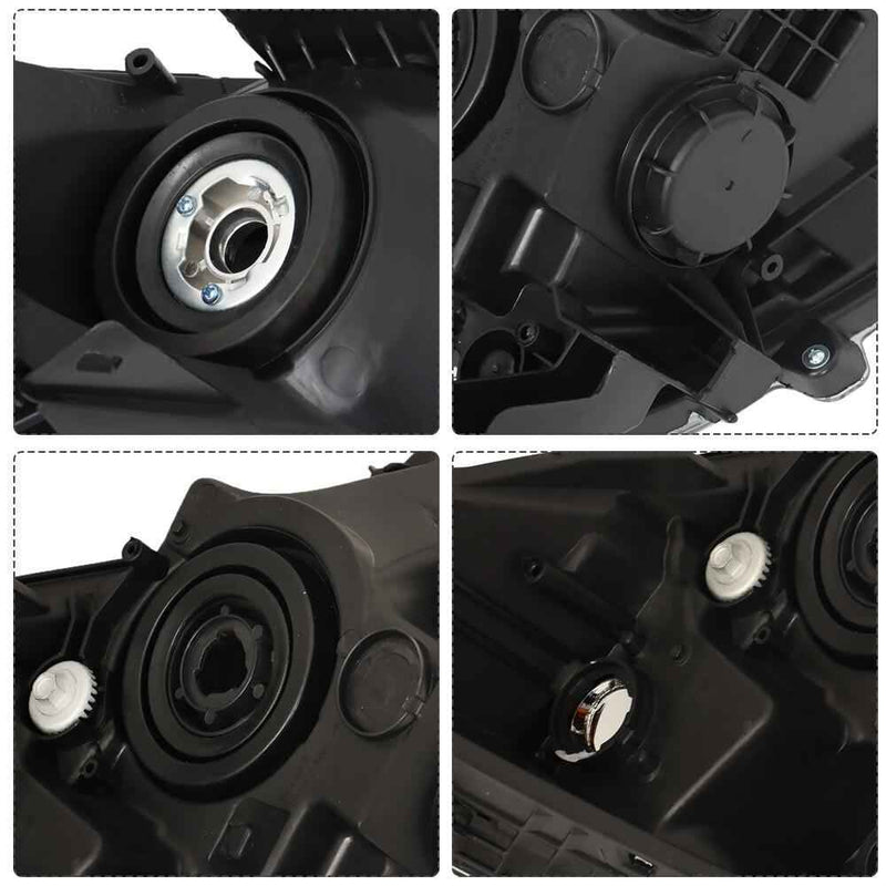 DURAFORCE Black Pair of Headlights Headlampds Assy w/O LED DRL For 2013-2015 Honda Accord