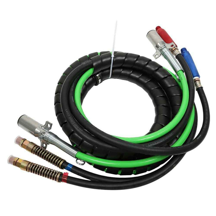 DURAFORCE 12FT 3-in-1 Wrap Air Line Hose w/Assemblies Fit For Semi Truck Tractor