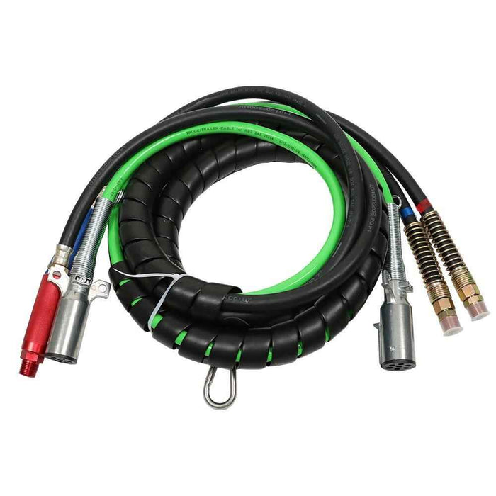 DURAFORCE 12FT 3-in-1 Wrap Air Line Hose w/Assemblies Fit For Semi Truck Tractor