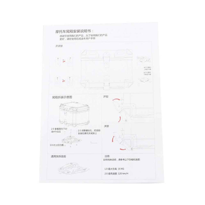 DURAFORCE Tail Box Waterproof Luggage Scooter Trunk Storage Black 55L Motorcycle Top Case