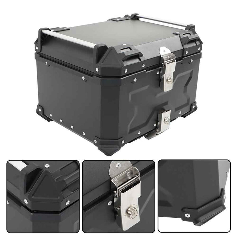 DURAFORCE Tail Box Waterproof Luggage Scooter Trunk Storage Black 55L Motorcycle Top Case