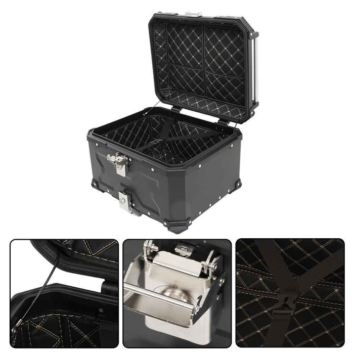 DURAFORCE Tail Box Waterproof Luggage Scooter Trunk Storage Black 55L Motorcycle Top Case