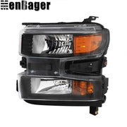 DURAFORCE Left Side For Chevy Silverado 1500 19 20 21 Headlight W/O Bulb Halogen Black