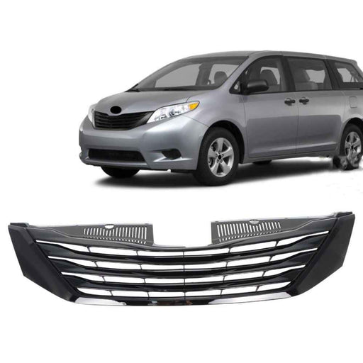 DURAFORCE Front Upper Bumper Grill Grill Black Plastic Fit For Toyota Sienna 2011-2017
