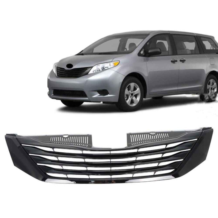 DURAFORCE Front Upper Bumper Grill Grill Black Plastic Fit For Toyota Sienna 2011-2017