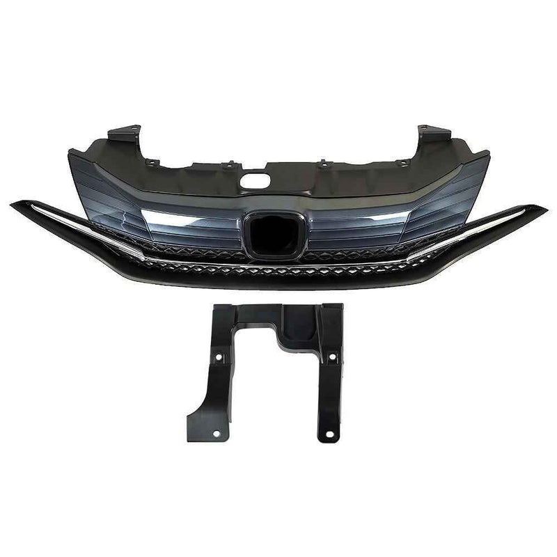 DURAFORCE Front Bumper Grille Black W/Chrome Grill For Honda Civic Coupe 2-Door 2014 2015
