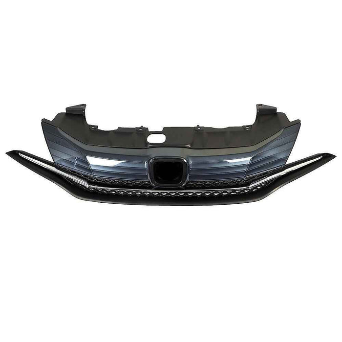 DURAFORCE Front Bumper Grille Black W/Chrome Grill For Honda Civic Coupe 2-Door 2014 2015