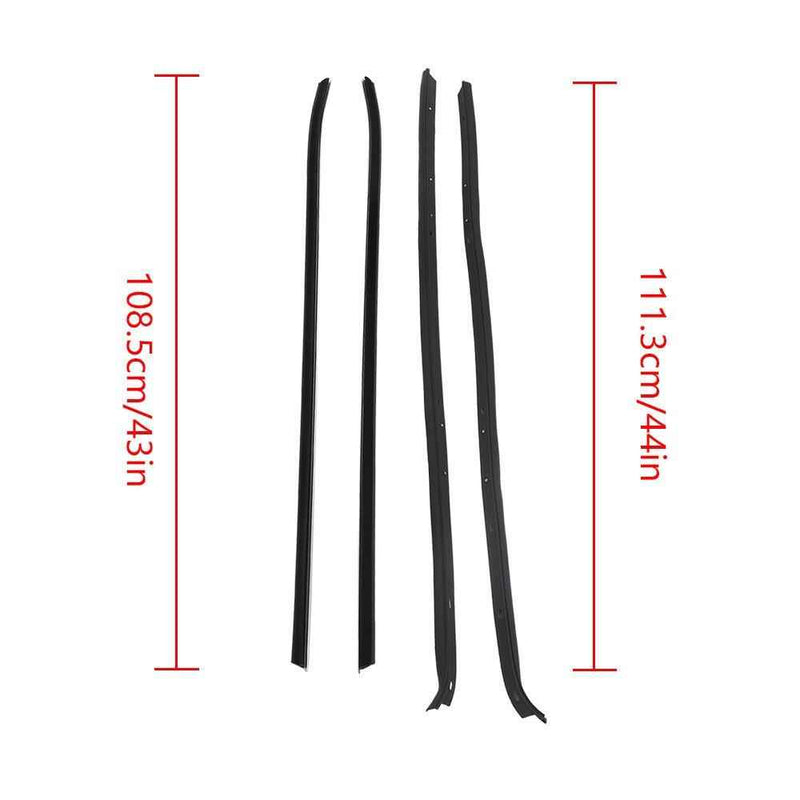 DURAFORCE For 1970-1981 Firebird Camaro Moldings Window Sweep Weatherstrips 4Pcs Chrome