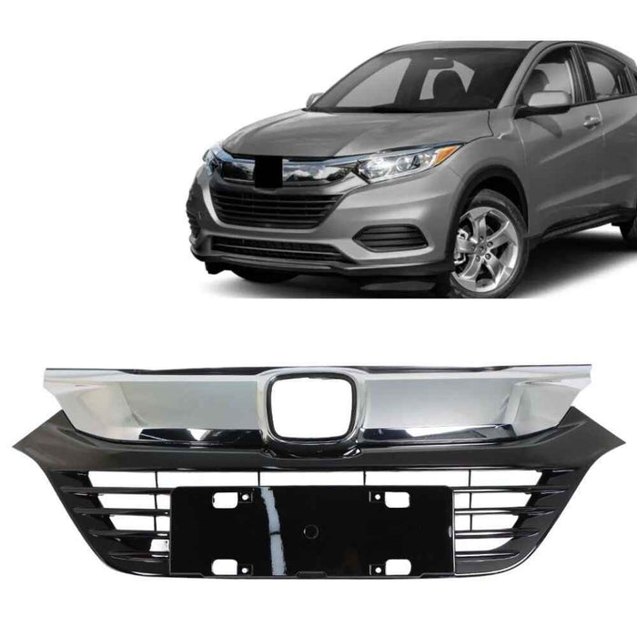 DURAFORCE For Honda HRV HR-V 2019-2021 Chrome Grill Front Bumper Upper Grille ABS Plastic