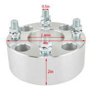 DURAFORCE 2" Wheel Spacers 4x101.6 1/2"x20 Silver For EZ GO EZGO Club Cars Golf Carts ×4