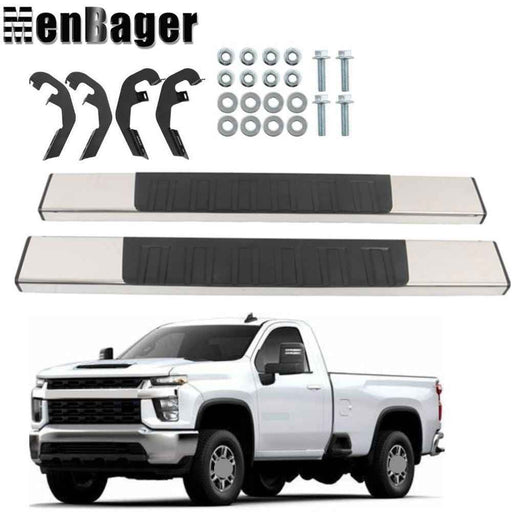 DURAFORCE For 19-22 Silverado Sierra 1500 2500HD 6" Step Bars Running Board Plastic Chrome