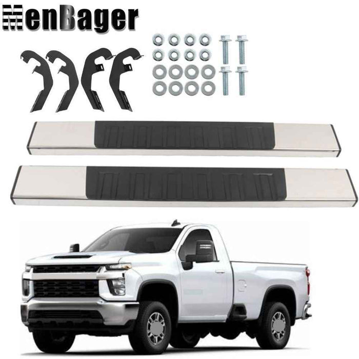 DURAFORCE For 19-22 Silverado Sierra 1500 2500HD 6" Step Bars Running Board Plastic Chrome