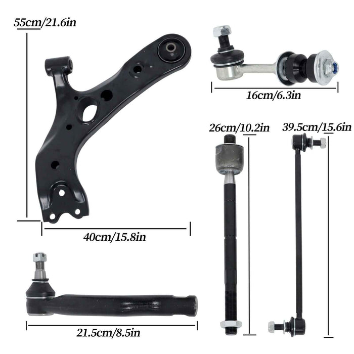 DURAFORCE 12Pc Front Lower Control Arm Ball Joint Tie Rod Kit For 2006-2018 Toyota RAV4