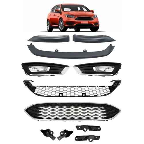 DURAFORCE For 2015-2018 Ford Focus Front Upper Lower Grille & Fog Light Set&Trim Set 13Pcs