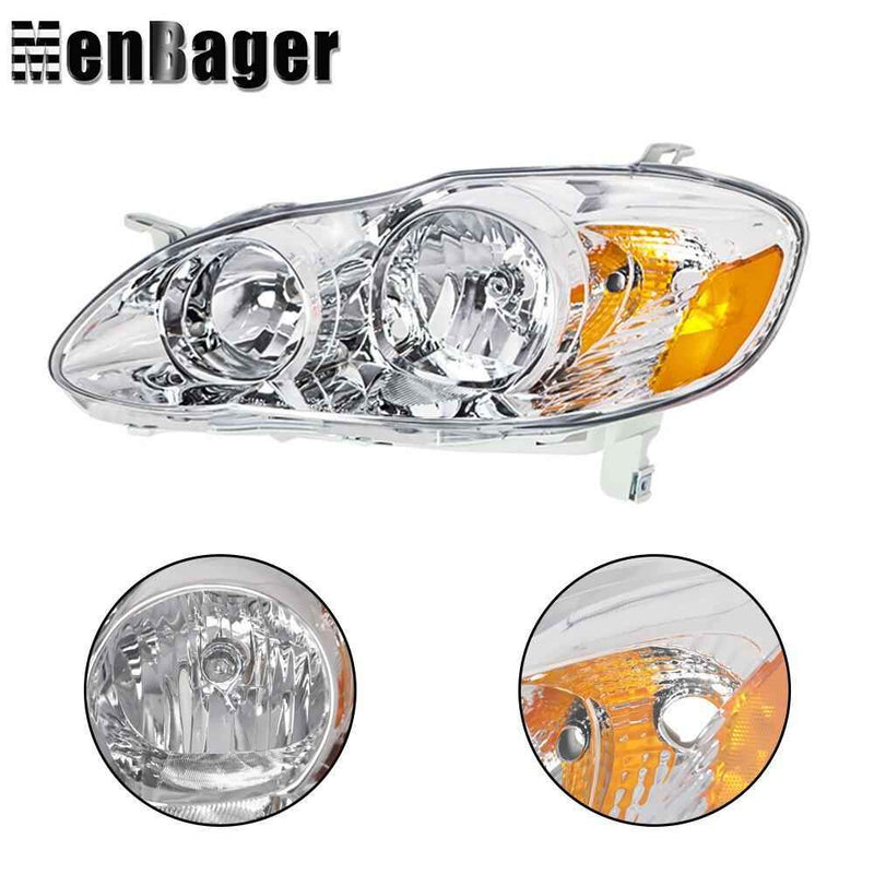 DURAFORCE Pair Headlights Halogen For 2003-2005 2006 2007 2008 Toyota Corolla 8115002200