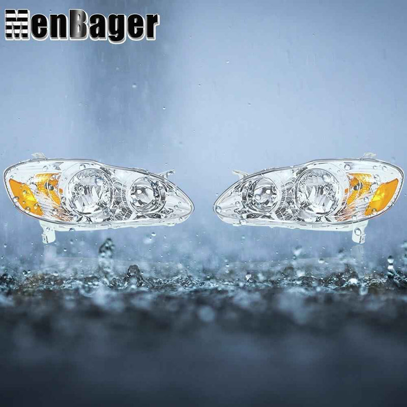 DURAFORCE Pair Headlights Halogen For 2003-2005 2006 2007 2008 Toyota Corolla 8115002200
