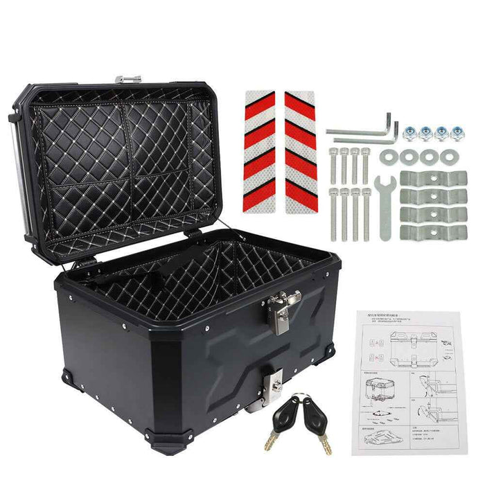 DURAFORCE Motorcycle Luggage Waterproof Tail Box 65L Black Scooter Trunk Storage Top Case