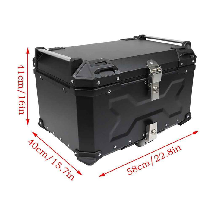 DURAFORCE Motorcycle Luggage Waterproof Tail Box 65L Black Scooter Trunk Storage Top Case
