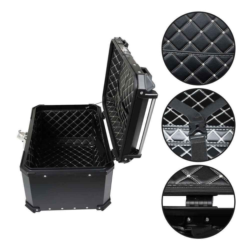 DURAFORCE Motorcycle Luggage Waterproof Tail Box 65L Black Scooter Trunk Storage Top Case