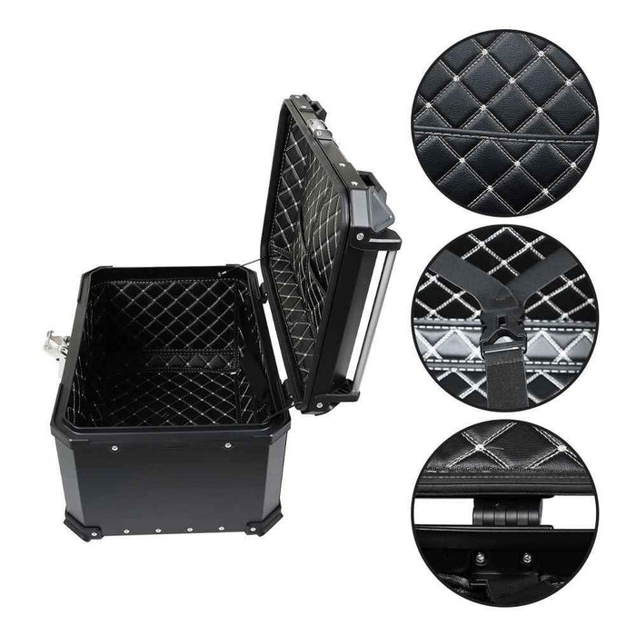 DURAFORCE Motorcycle Luggage Waterproof Tail Box 65L Black Scooter Trunk Storage Top Case