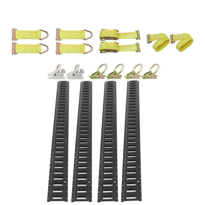 DURAFORCE Black Rail Tie Down Kit With Accessories Etrack System Starter Horizontal Steel
