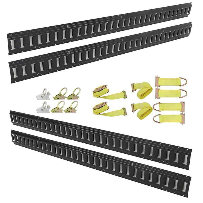 DURAFORCE Black Rail Tie Down Kit With Accessories Etrack System Starter Horizontal Steel