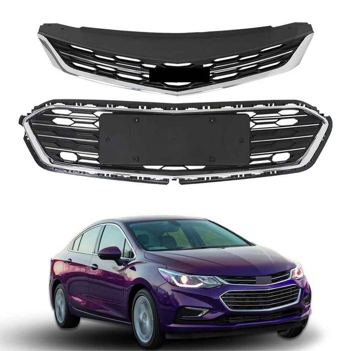 DURAFORCE For 2016 2017 2018 Chevrolet Cruze Front Bumper Upper&Lower Grille Grill Chrome