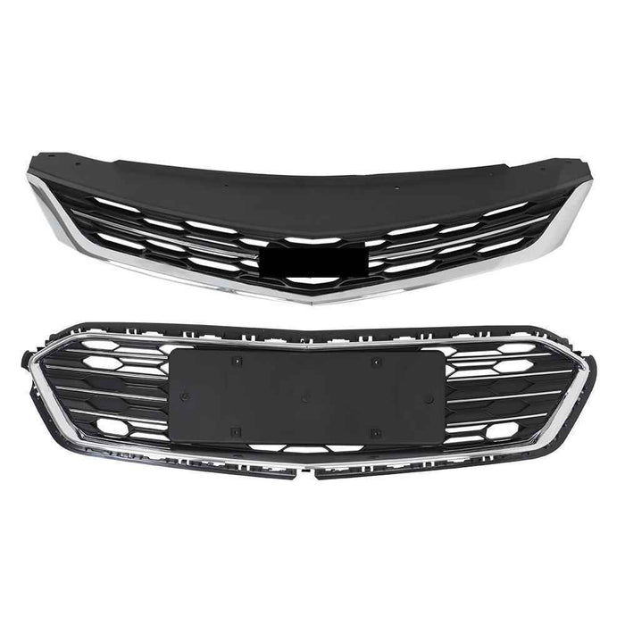 DURAFORCE For 2016 2017 2018 Chevrolet Cruze Front Bumper Upper&Lower Grille Grill Chrome