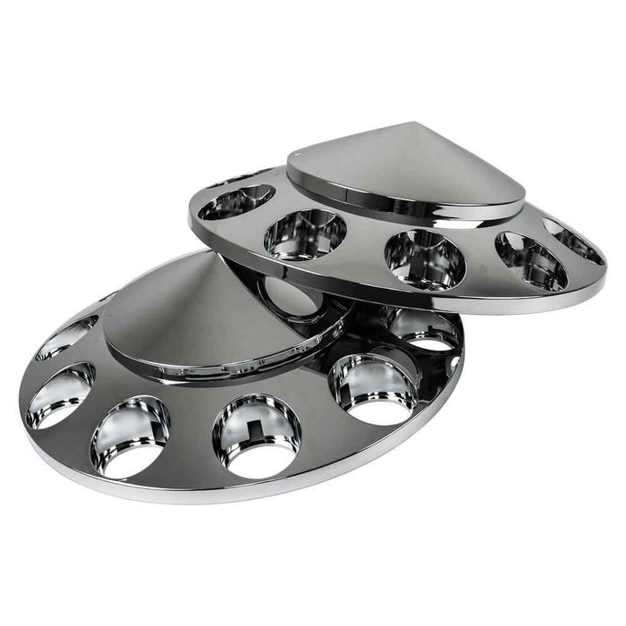 DURAFORCE Front Axle Cover Kit For Truck Spiked Chrome Thread-on Nut Covers 33 MM
