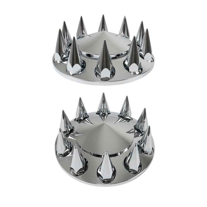 DURAFORCE Front Axle Cover Kit For Truck Spiked Chrome Thread-on Nut Covers 33 MM