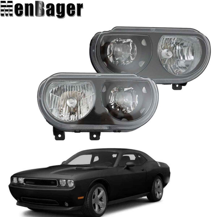 DURAFORCE For 2008-2012 2013 2014 Dodge Challenger Left&Right Side Halogen Headlights Assy