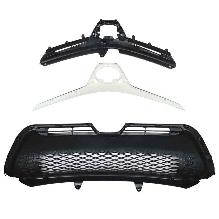DURAFORCE Front Bumper Hood Upper&Lower Grille Mesh Grill For 17-19 Toyota Corolla SE XSE